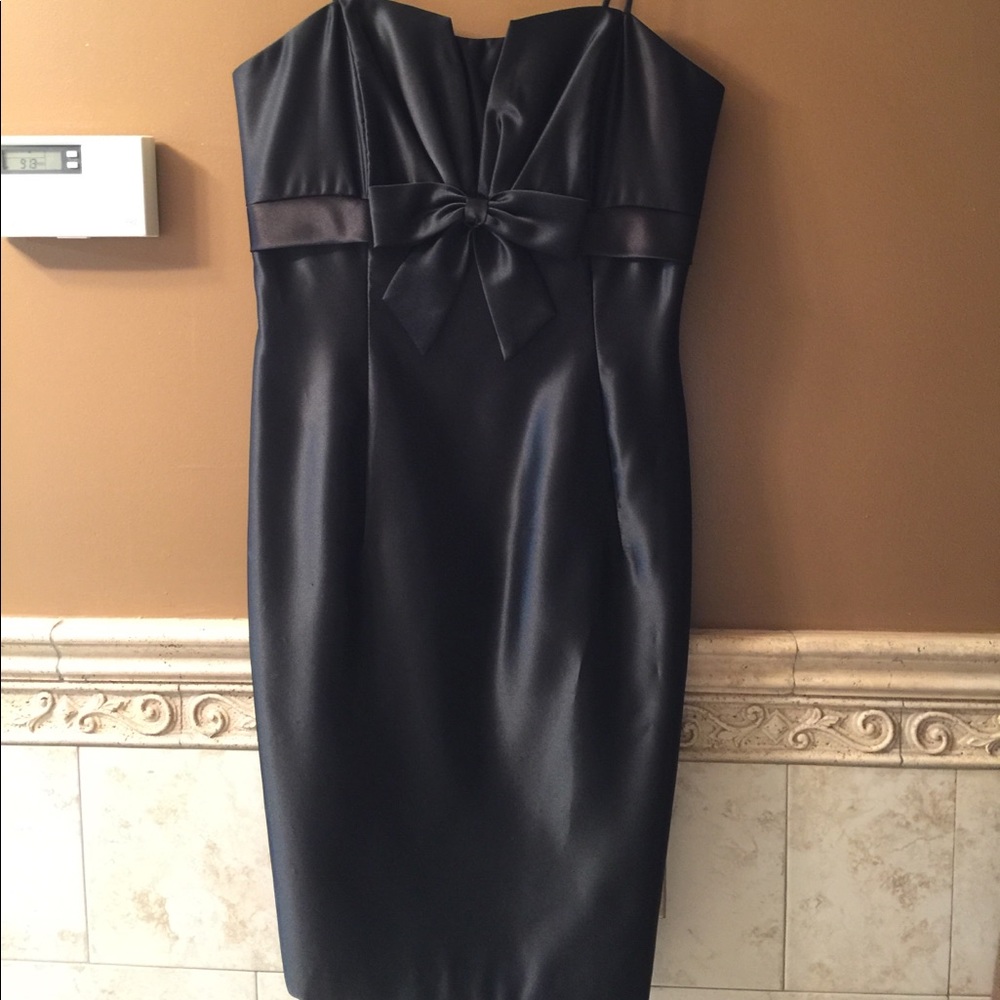 Scott McClintock Black Satin Cocktail Dress